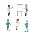 Set of male doctors,surgeons and nurses,different poses,medical characters Royalty Free Stock Photo