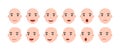 Set of male emoji characters. Emotion icons in cartoon style . Mens avatars with different facial expressions. Royalty Free Stock Photo