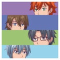 Set of male face anime