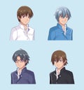 Set of male face anime