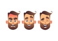 Set of male facial emotions bearded man emoji character with different expressions Royalty Free Stock Photo