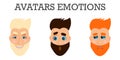 Set of male facial emotions. Bearded man emoji character with different expressions Royalty Free Stock Photo