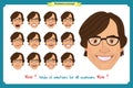 Set of male facial emotions. young man emoji character with different expressions. Royalty Free Stock Photo