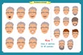 Set of male facial emotions. young man emoji character with different expressions.