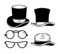 Set male fashion hat with glasses accessories Royalty Free Stock Photo