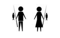 Set of male and female avatar icons. Male and female gender profile symbols. Male and female toilet Fishing sport logo. Toilet and