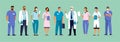 Set of male and female characters of doctors. Surgeons, doctors, nurses. Conceptual illustration, hospital medical team Royalty Free Stock Photo