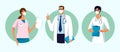 Set of male and female characters of doctors. Surgeons, doctors, nurses. Conceptual illustration, hospital medical team Royalty Free Stock Photo