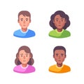 Set of male and female faces. Avatar flat illustration