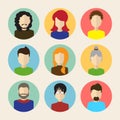 Set of Male And Female Faces Avatars or People Icon Collection