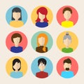 Set of Male And Female Faces Avatars or People Icon Collection