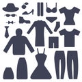 Set of male and female garments