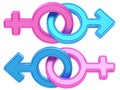 Set of male and female gender symbols chained together on white Royalty Free Stock Photo