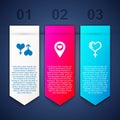 Set Male and female heart, Location with and Female gender. Business infographic template. Vector