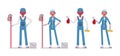 Set of male and female janitor standing