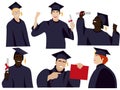A set of male graduates of different races.