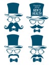 Set male hat with glasses and mustache style