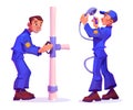 Set of male plumber characters Royalty Free Stock Photo