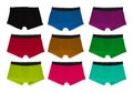 Set of male underwear. Set multicolor of male underwear. Pants boxers isolated on white background. Royalty Free Stock Photo