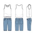 Set of male vest and jeans shorts. Royalty Free Stock Photo