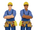 Set of male workers with tools Royalty Free Stock Photo