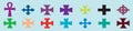 Set of maltese cross cartoon icon design template with various models. vector illustration isolated on blue background Royalty Free Stock Photo