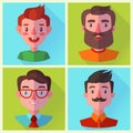 Set of man characters in flat design style. Vector illustration. Royalty Free Stock Photo