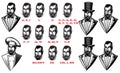 Set for man characters speaks animation. Set of frames. Teaching talk letters vector illustration.