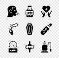 Set Man coughing, Nicotine gum blister pack, Heart with cross, No smoking time, Joint pain, knee pain, Hookah, Hand