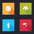 Set Man with excessive sweating, Bee, Hand psoriasis or eczema and Honeycomb honey dipper icon. Vector