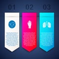 Set Man with excessive sweating, Hand psoriasis or eczema and Lungs. Business infographic template. Vector