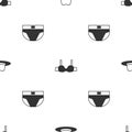 Set Man hat, Bra and Men underpants on seamless pattern. Vector Royalty Free Stock Photo