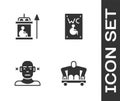 Set Man without legs sitting wheelchair, Elevator for disabled, Deaf and Separated toilet icon. Vector