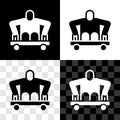 Set Man without legs sitting wheelchair icon isolated on black and white, transparent background. Disability concept Royalty Free Stock Photo