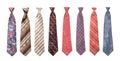 Set of man's ties isolated