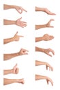 Set of man showing different gestures on white background Royalty Free Stock Photo