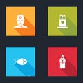 Set Man with third eye, Stage stand or tribune, Christian fish and Monk icon. Vector Royalty Free Stock Photo