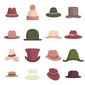 Set of man and woman different hats. Head hat icon collection isolated on white. Vector illustration Royalty Free Stock Photo