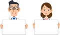 Set of man and woman of doctors with whiteboards Royalty Free Stock Photo