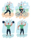Set of man and woman doing warm-up and exercises Royalty Free Stock Photo