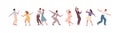 Set of man, woman and pair performing Lindy hop or Swing vector flat illustration. Collection of different people