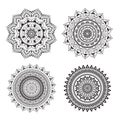 Set of mandala decorative outline with four various shape.