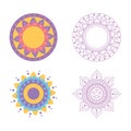 Set of mandala floral flower tribal decoration isolated design