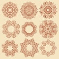 Set of mandala, henna pattern