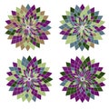 Set of mandala prismatic abstract flower line art