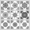 Set of Mandala Seamless Patterns. Black and white round ornament. Royalty Free Stock Photo