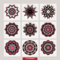 Set of mandalas. Decorative round ornaments. Anti-stress therapy patterns. Weave design elements. Yoga logos