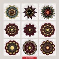 Set of mandalas. Decorative round ornaments. Anti-stress therapy patterns. Weave design elements. Yoga logos
