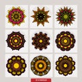 Set of mandalas. Decorative round ornaments. Anti-stress therapy patterns. Weave design elements. Yoga logos