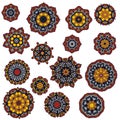 Set of mandalas, round ethnic ornament. Vintage lace pattern. Vector circle background.